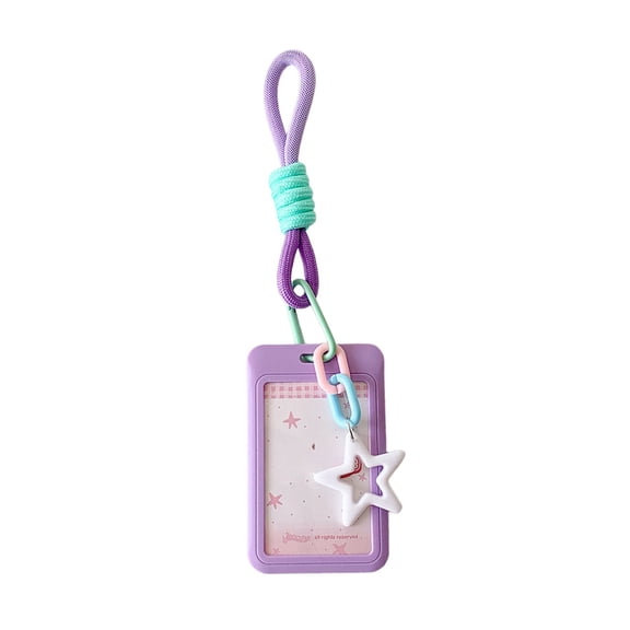 Orangide Star Glamour ID Badge Holder Slide Card Case for Bus Passes Key Card 3in Photo Protector with Lanyard for School Student Office Set