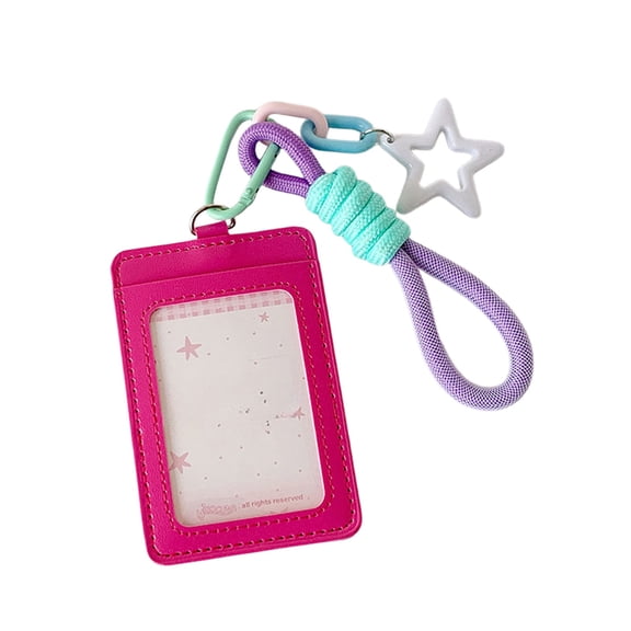 Orangide Star Glamour ID Badge Holders, Cute 3 Inch Photo Card Case for Students, Bus Pass Card Holder with Keychain, Portable Card Protector