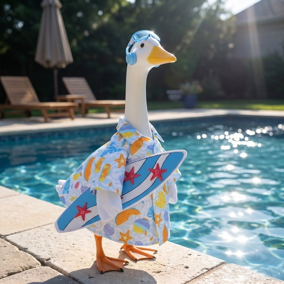 Orangide Summer Beach Surfing Goose Decor Set for Patio Lawn Garden Outdoor Display, Fun Tropical Theme for Poolside Yard and Porch Fall Season (no Goose)