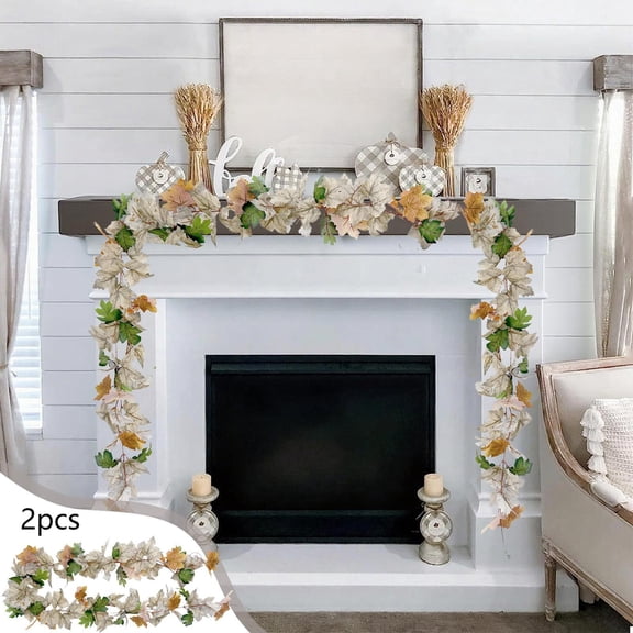 Orangide Thanksgiving Decorations 2 Pcs Simulated Maple Leaf Strips for Home Green Plant Hanging Fall Floral Arrangement Decor Table Scatter Centerpiece