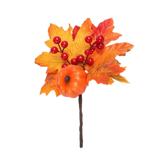 Orangide Thanksgiving Halloween Decor Simulated Maple Picks Pumpkin Strobile Red Fruit Branches for Wreath Centerpiece Fall Craft