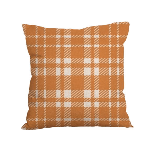 Orangide Thanksgiving Orange Plaid Pillow Cover Fall Throw Cushion Case Check Sham for Couch Sofa Home Decor Living Room Bedroom Rustic Farmhouse Style