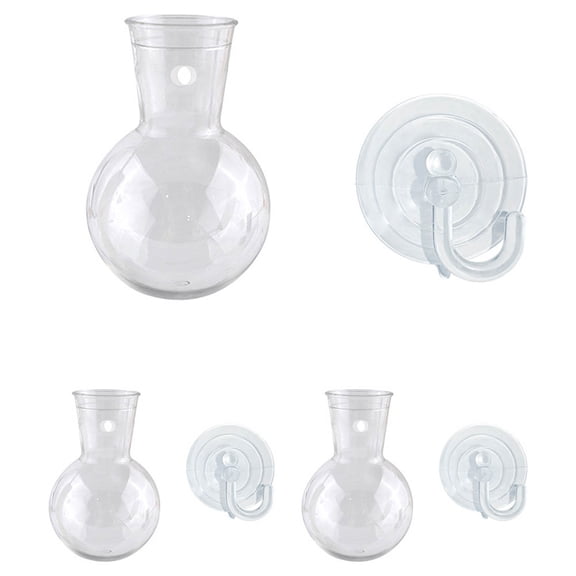 Orangide Transparent Hanging Vase Wall-mounted Fish Tank with Suction Cup, for Flower Arrangement or Aquatic Plants, 2 PCS Set for Small Fish or Greenery