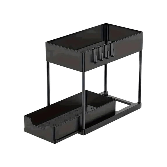 Orangide Under Sink Organizer Pull Out Storage Rack 2 Tier Adjustable Cabinet Organizer for Bathroom Kitchen Counter Pantry Cleaning Supplies