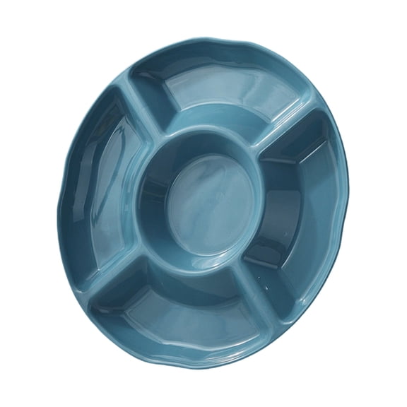 Orangide Veggie Tray, Porcelain Chip & Dip Serving Set Divided Serving Platter White Serving Tray for Party, Fruits, Veggies, Candy, Snack, Dessert, 9 inch