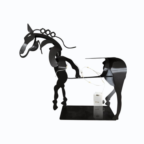 Orangide Vintage Horse Metal Sculpture with Warm String Lights, Tabletop Ornament for Living Room Bedroom Office Upscale Home Decor Display