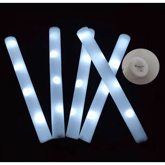 Orangide White LED Foam Glow Stick 19 Inch Flashing Party Decorations for Concerts Events Night Festivals Birthday Celebrations