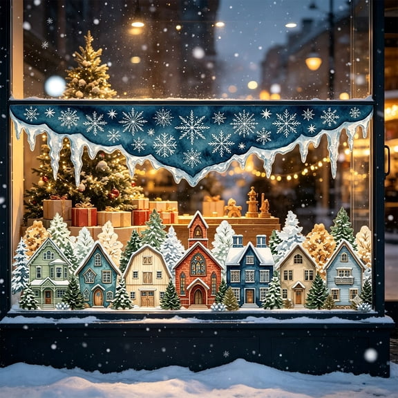 Orangide Winter Window Clings Waterproof Vinyl Sticker Decal for Christmas Snowflake Holiday Wall Decor