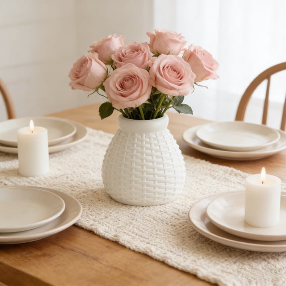 Orangide Woven Rattan Vase Flower Arrangement Container Centerpiece Home Decor for Living Room Kitchen Shelf Table with Dried Flowers Artificial Plants