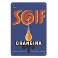 thumbnail image 1 of Orangina Carbonated Drink With Orange Pulp - Thirsty (Soif) - Vintage French Advertising Poster by Bernard Villemot c.1962 - 8 x 12 inch Vintage Wood Art Sign, 1 of 4