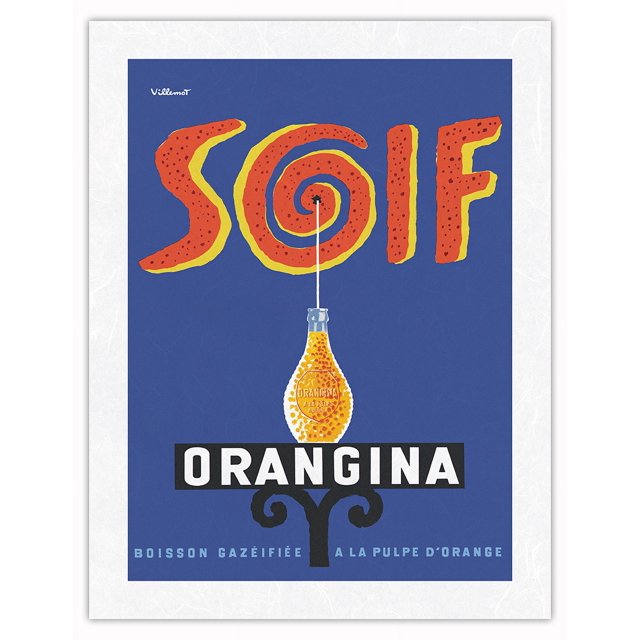 Vintage Orangina Poster By Villemot – 16x20 Art Print – Paper