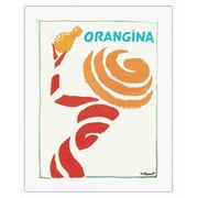 Orangina with Orange Pulp (A La Pulpe D'Orange) - Naturally - Vintage French Advertising Poster by Bernard Villemot c.1986 - Fine Art Rolled Canvas Print (Unframed) 20in x 26in
