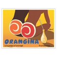 thumbnail image 1 of Orangina Soda with Orange Pulp (á La Pulpe d’Orange) - Fruitilliante - Vintage Advertising Poster by Bernard Villemot c.1972 - Master Art Print (Unframed) 9in x 12in, 1 of 4