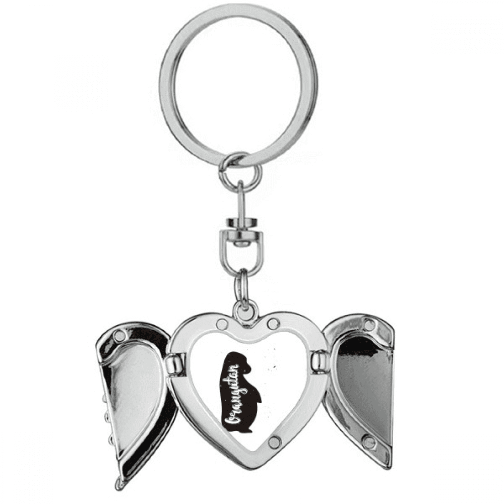 Orangutan Black And White Animal Heart Angel Wing Key Chain Holder
