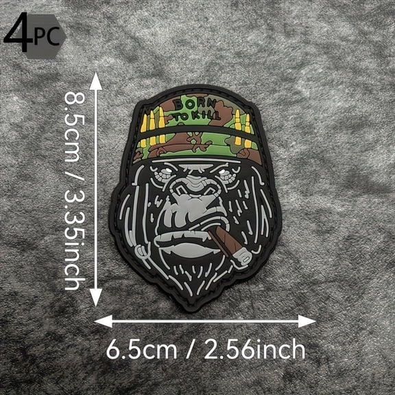 Orangutan Face Pattern PVC Patch Set | Velcro Back Patches for Bags, Backpacks, Vests, and Clothing Decoration
