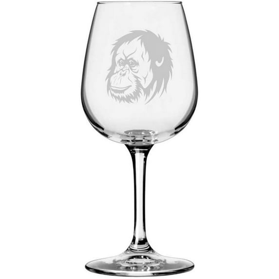 Orangutan Face Zoo Animal Themed Etched All Purpose 12.75oz Libbey Wine Glass