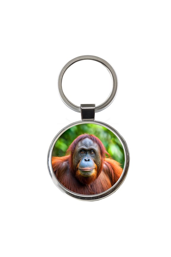 Orangutan Monkey Ape Metal Round Keychain
