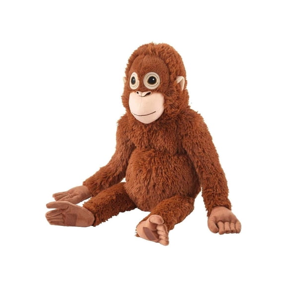 Orangutan Plush Toy Stuffed Animal, Realistic  Monkey Fabric Doll, Super Soft Wild Animal Plushie for Kids and Nursery Decor, 14 Inch Brown Primate Hugging Pillow