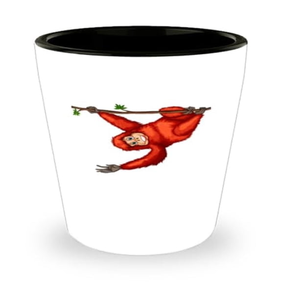 Orangutan Primate Shot Glass - Unique Monkey Lover Gift, Mini Glassware Collection, 1.5oz White Cup Ideal for Animal Enthusiasts and