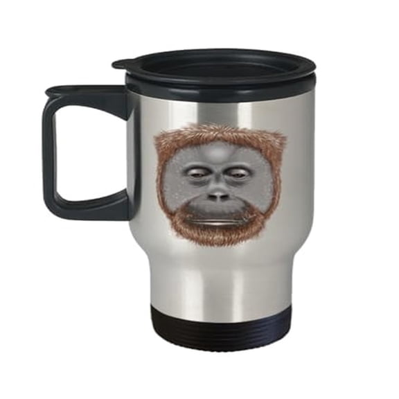 Orangutan Travel Mug - 14oz Primate Coffee Cup, Perfect Gift for Monkey Lovers