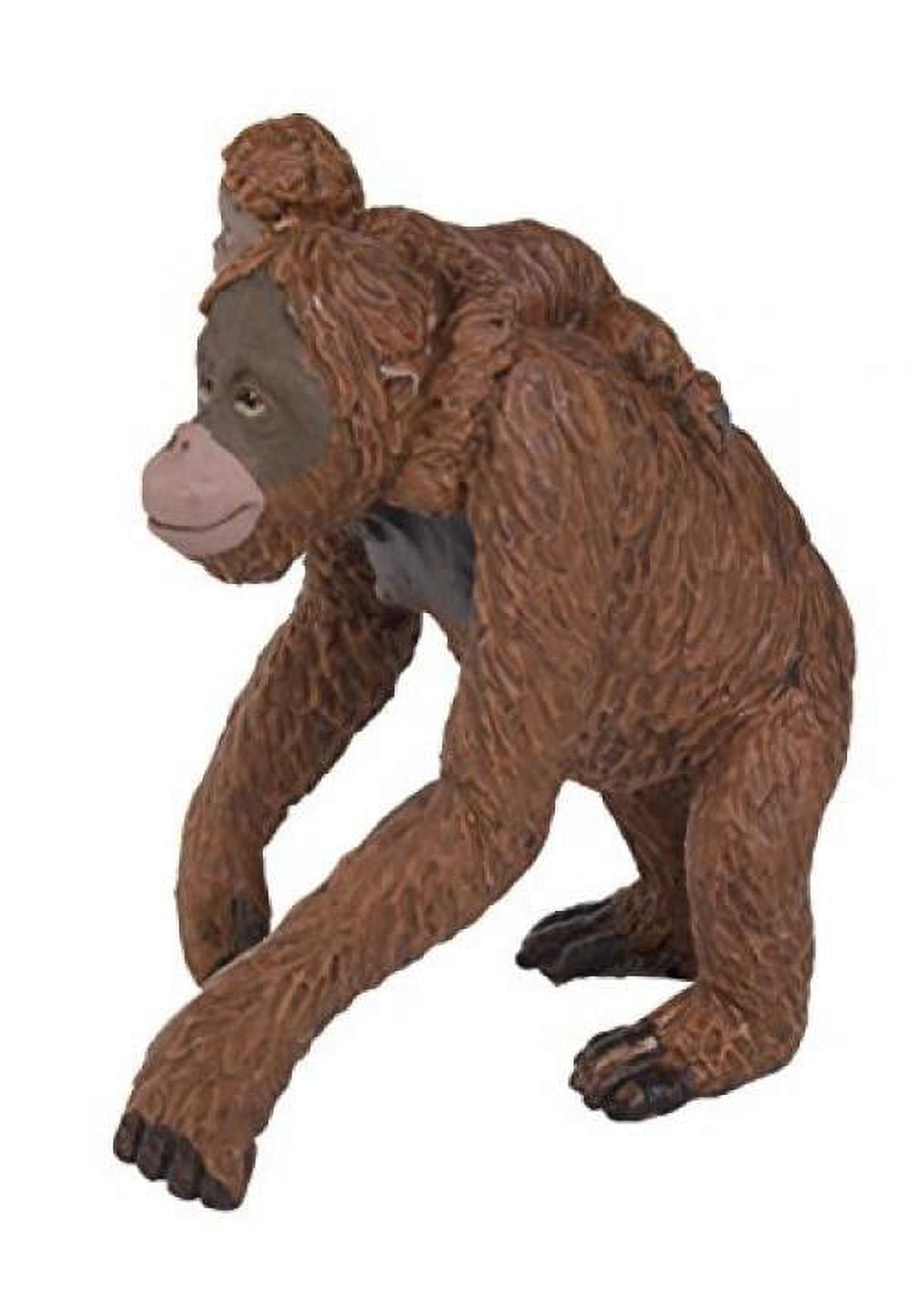 Hand-Painted Brown Orangutan with Baby Wildlife Figurine