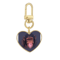 thumbnail image 1 of Orangutans Laugh Human Hair Gold Heart Keychain Metal Keyring Holder, 1 of 3