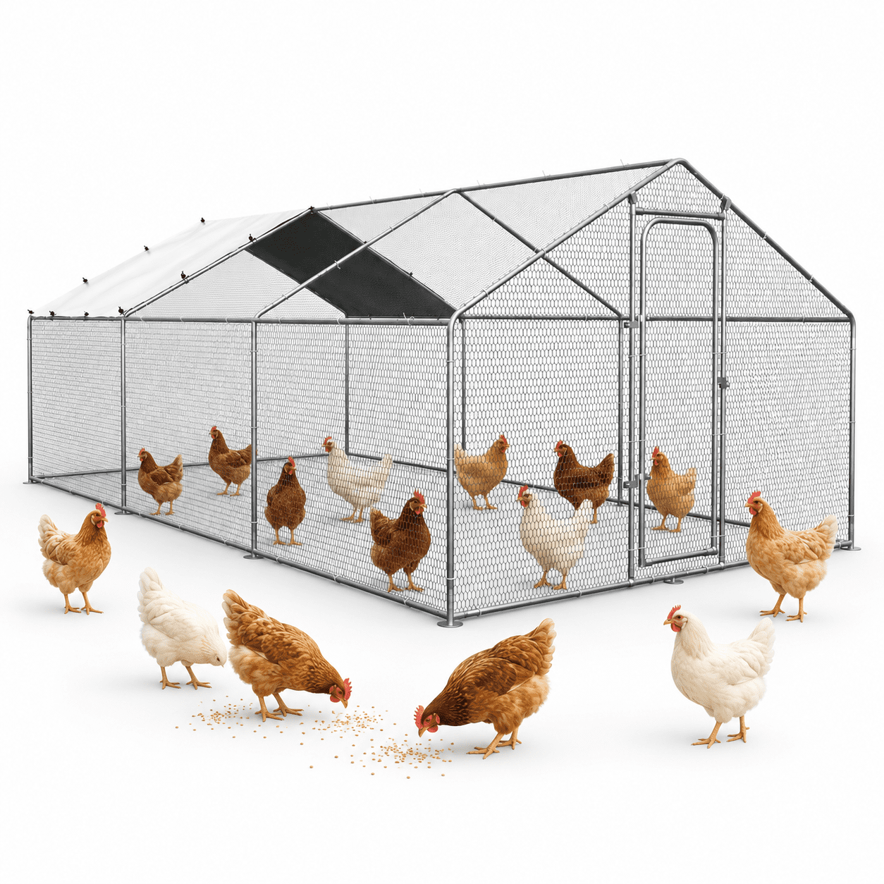 Oranland Large Metal Chicken Coop Run 15'x10'x6.5' , Waterproof & Anti ...