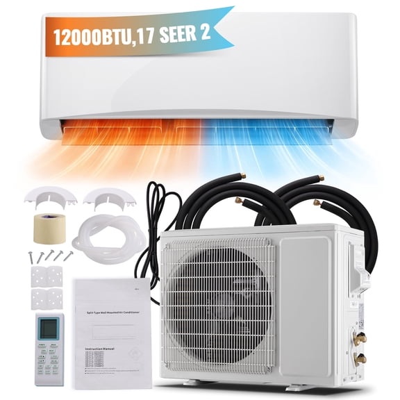 JIEJIA 12000 BTU Mini Split Air Conditioner & Heater with Inverter, 17 SEER2 115V Energy Saving AC Unit Cools Rooms up to 750 Sq. Ft, Complete Installation Kit