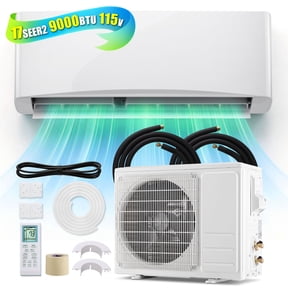 JIEJIA 9000 BTU Mini Split Air Conditioner & Heater with Inverter, 17 SEER2 115V Energy Saving AC Unit Cools Rooms up to 450 Sq. Ft, Complete Installation Kit
