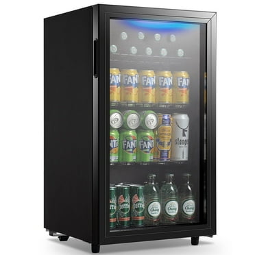 Oranleaf Beverage Refrigerators 120-Can Small Mini Fridge Glass Door, Removable Shelves for Soda Beer or Wine,  3.5 Cu.ft