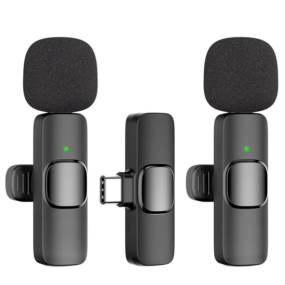 Oraolo USB-C Mini Wireless Lavalier Microphone, 2 Pack Professional Lapel Mics for Recording, Clip-on Mic with Noise Reduction, Lav Mic for Interview TikTok Vlog YouTube