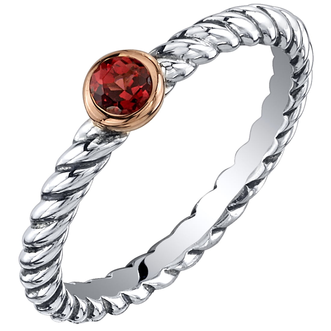 0.15 ct Round Red Garnet Stacking Ring in Sterling Silver