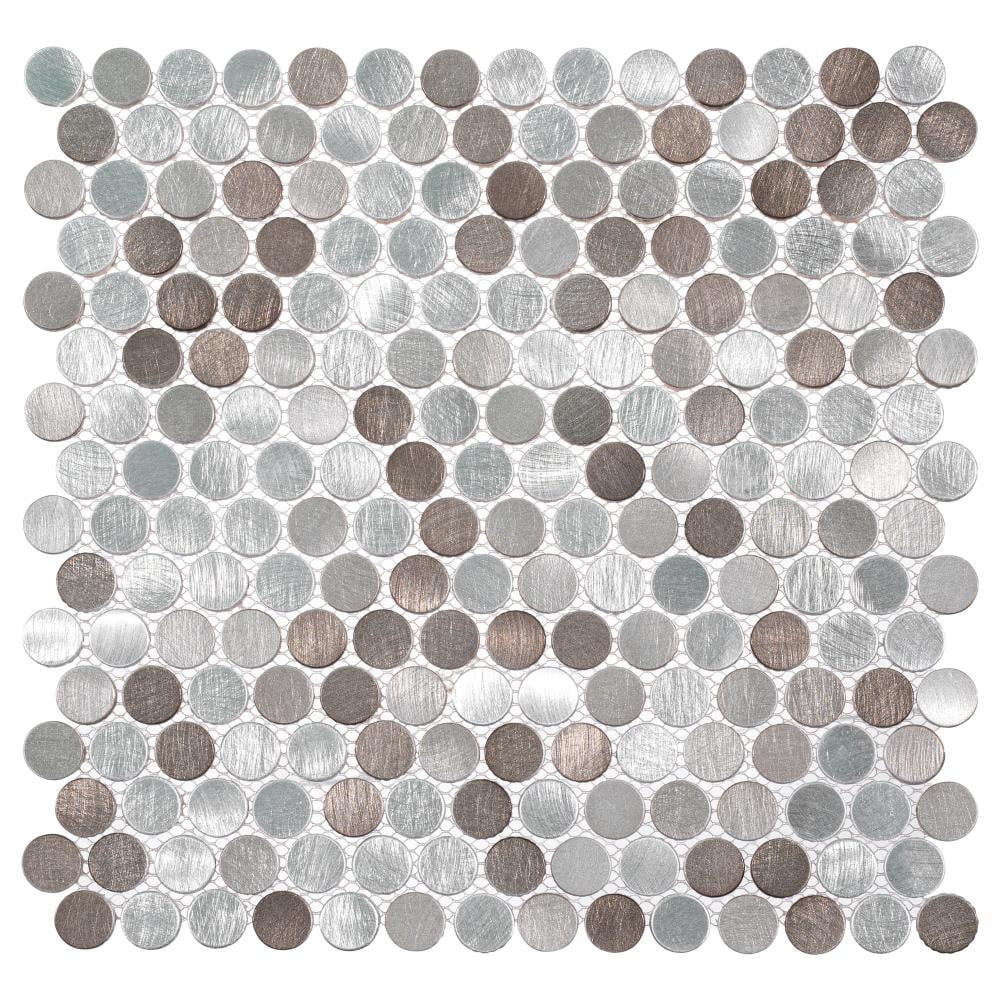 Orb 0.75'' Metal Penny Round Mosaic Tile in Silver and Bronze