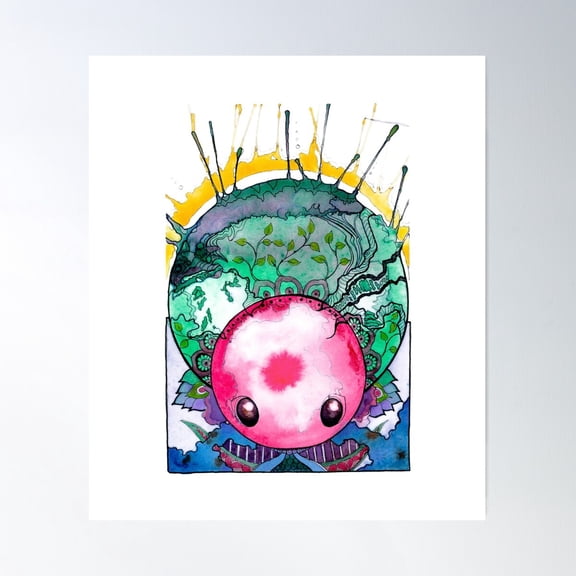 Orb Headed Alien Creature Poster Wall Art, Modern Wall Decor For Living Room Bedroom, 12x18 UNFRAMED