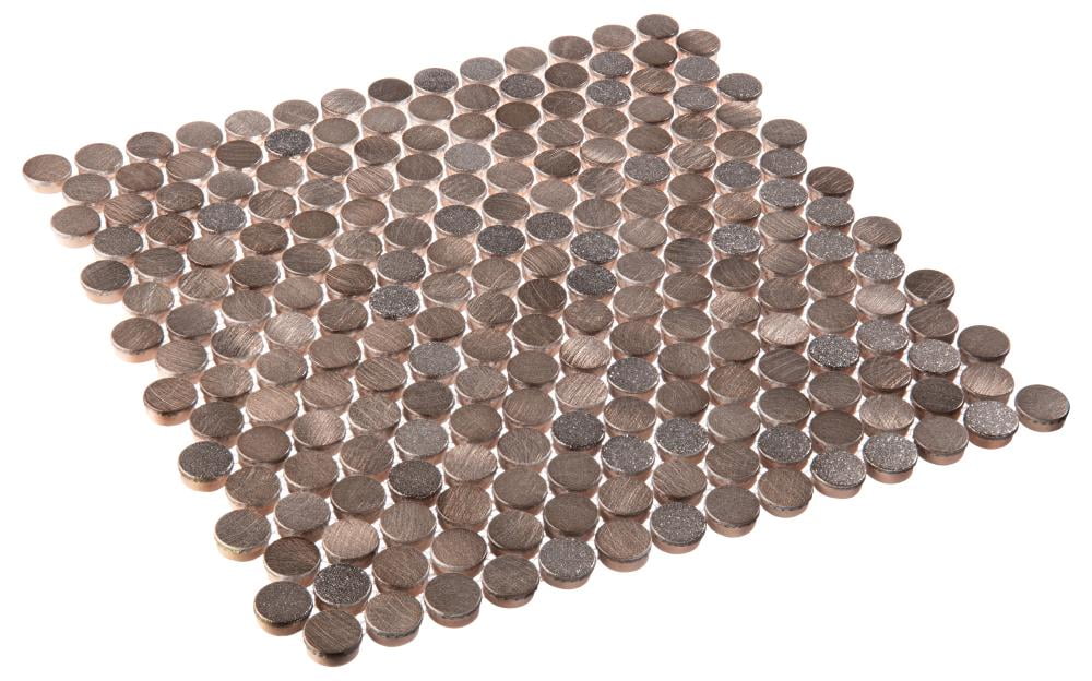 Orb Honey Brown 3/4-in. Penny Round Metal Mosaic Wall Tile