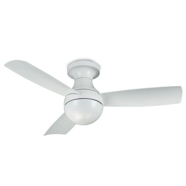Orb Indoor and Outdoor 3-Blade Smart Flush Mount Ceiling Fan 44in Matte White with Remote Control