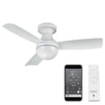 thumbnail image 1 of Orb Indoor and Outdoor 3-Blade Smart Flush Mount Ceiling Fan 44in Matte White with Remote Control, 1 of 5