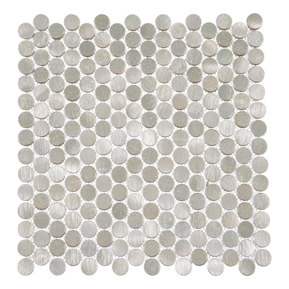 Orb Ivory Gray 3/4-in. Penny Round Metal Mosaic Wall Tile