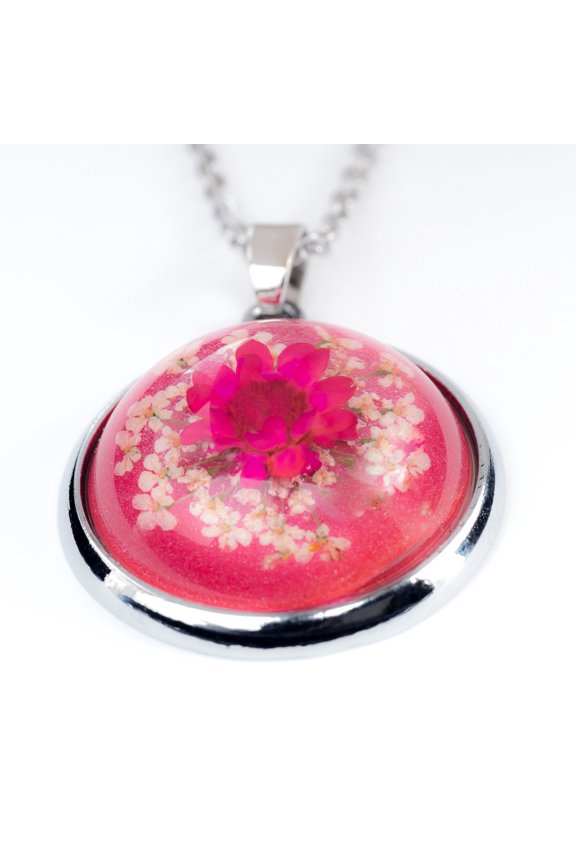 Orb Necklace Pink on Pink Daisy