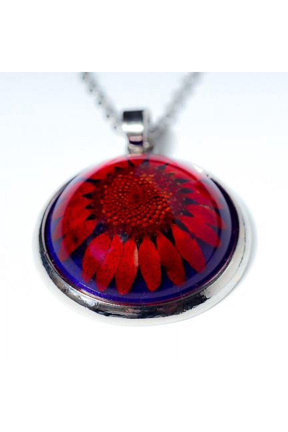Orb Necklace red daisy