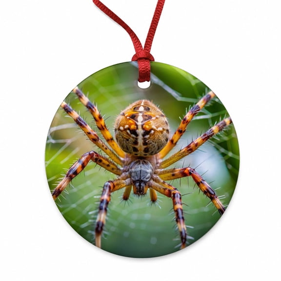 Orb Weaver Spider Christmas Tree Holiday Round Ceramic Ornament
