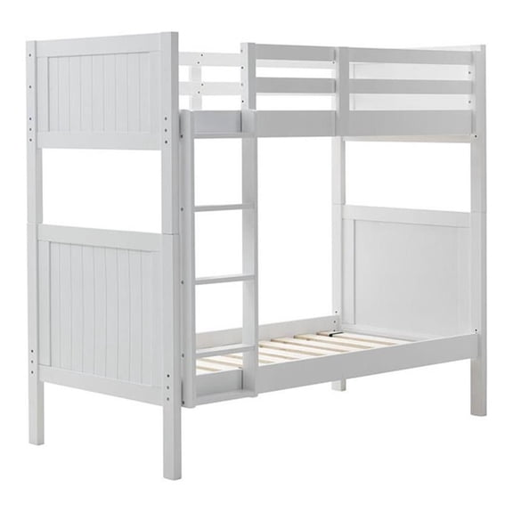 Orbelle Model 2022 Twin over Twin Modern Solid Wood Bunk Bed in White