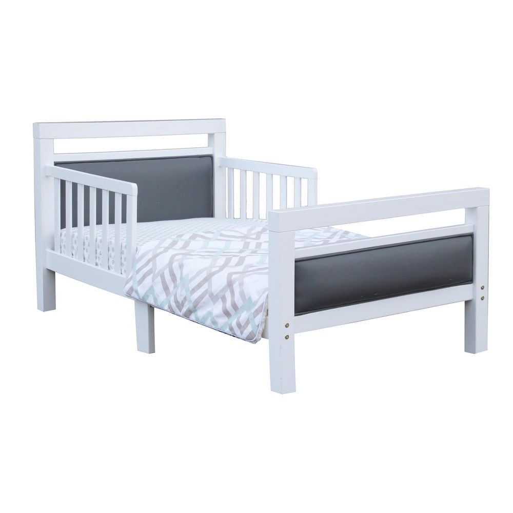 Orbelle Trading Modern Padded Toddler Bed, White/Grey