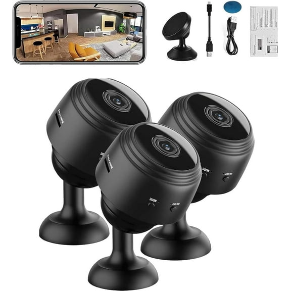 Orbicam Magnetic Mini Security Camera, Orbicam Camera, 1080p HD Camera, Compact and Discreet, Night Vision Motion Detection Security CAM with App for Home Indoor Outdoor (3PCS)