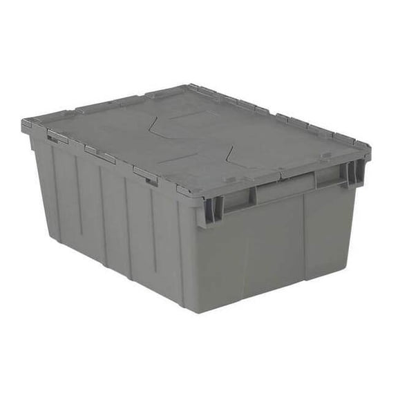 Orbis Attached Lid Container,Gray,Solid,HDPE FP143 GRAY