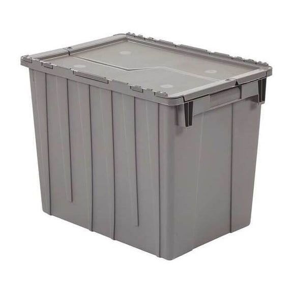 Orbis Attached Lid Container,Gray,Solid,HDPE FP22 GRAY