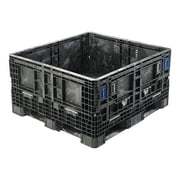 Collapsible Bulk Container 19.3 cu ft Volume Cap., 48 in L, 45 in W, 25 in H, Plastic, Black