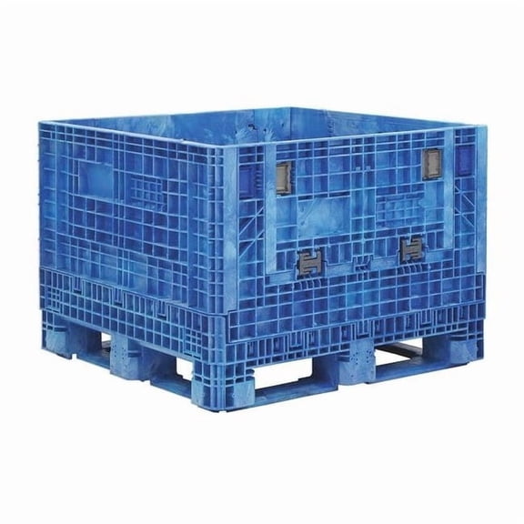 Collapsible Bulk Container 28.9 cu ft Volume Cap., 48 in L, 45 in W, 34 in H, Plastic, Blue