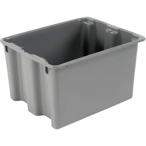 Hang & Stack Storage Bin, Plastic, Gray, 12 in H, 17 in W, 21 in L
