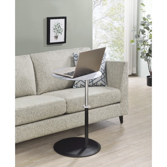 Orbit 15.5" End Table with Adjustable Height & Marble Top